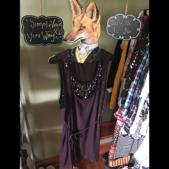 Sleeveless Dark Purple Sequin Vera Wang Dress - Picture 8 of 10